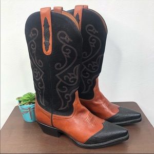 Nine West Evie Leather Two Toned Western Tall Cowboy Boots Size 9 M